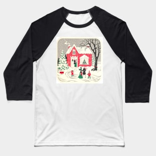 1980s primitive cottage village country christmas winter wonderland Baseball T-Shirt